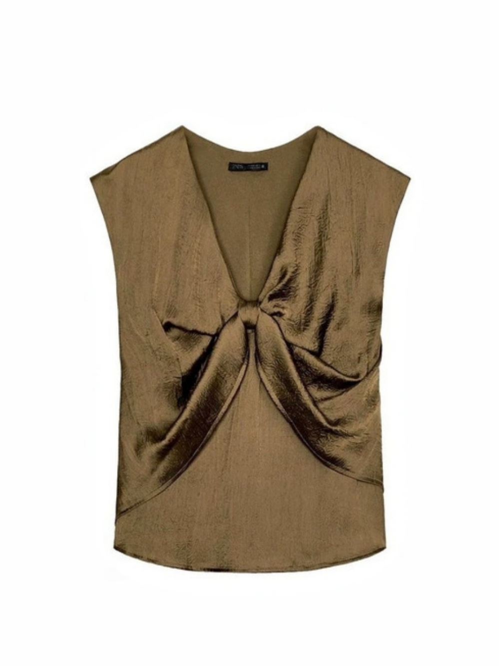 Zara Ruched Sleeveless Blouse in Brown Size Medium NWT